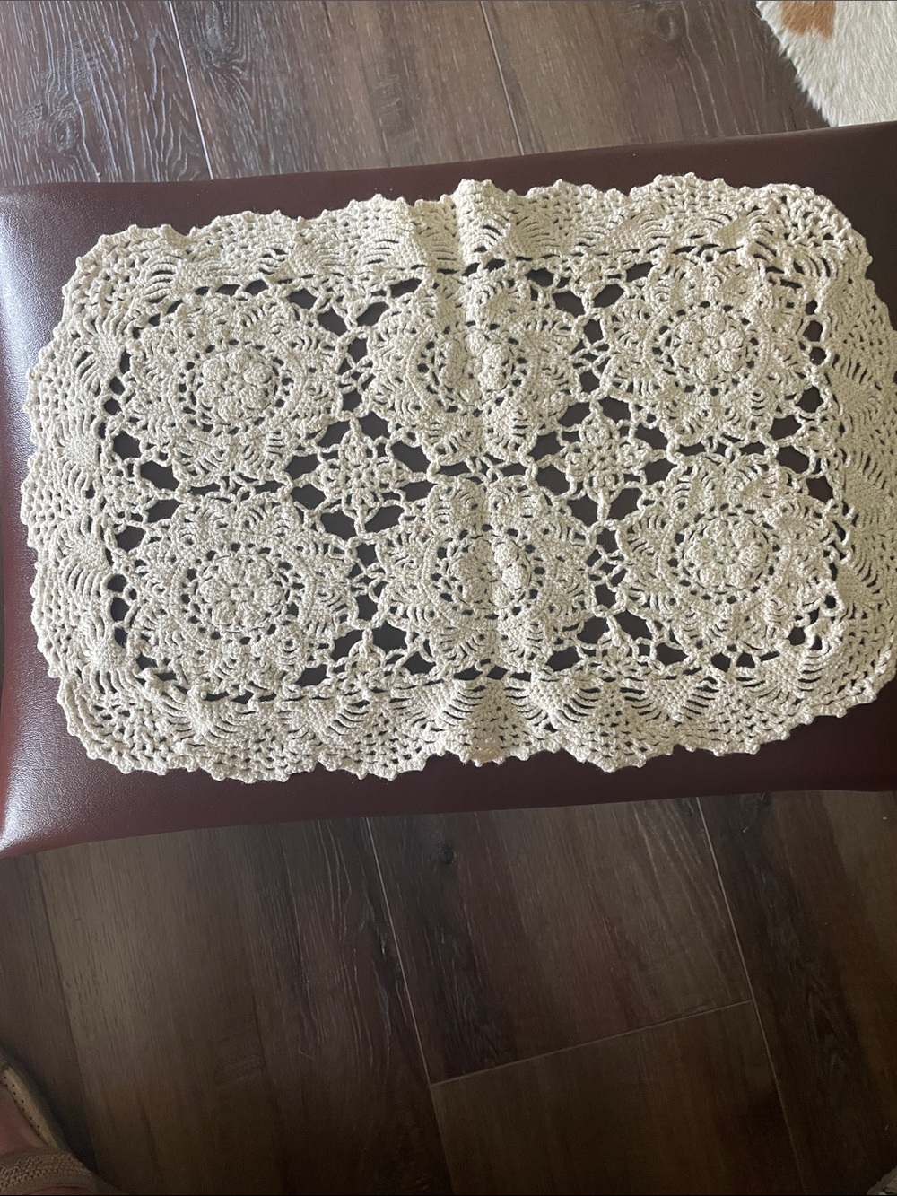 VTG Handcrafted Rectangle crochet doily